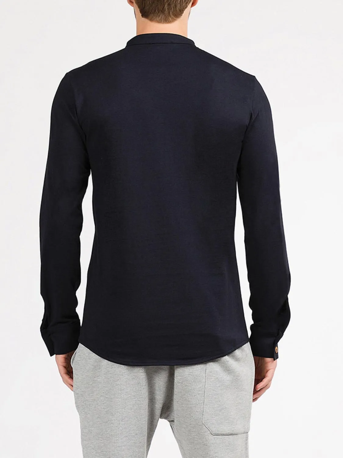 Henley Supima Cotton Long Sleeve T-shirt Midnight Blue