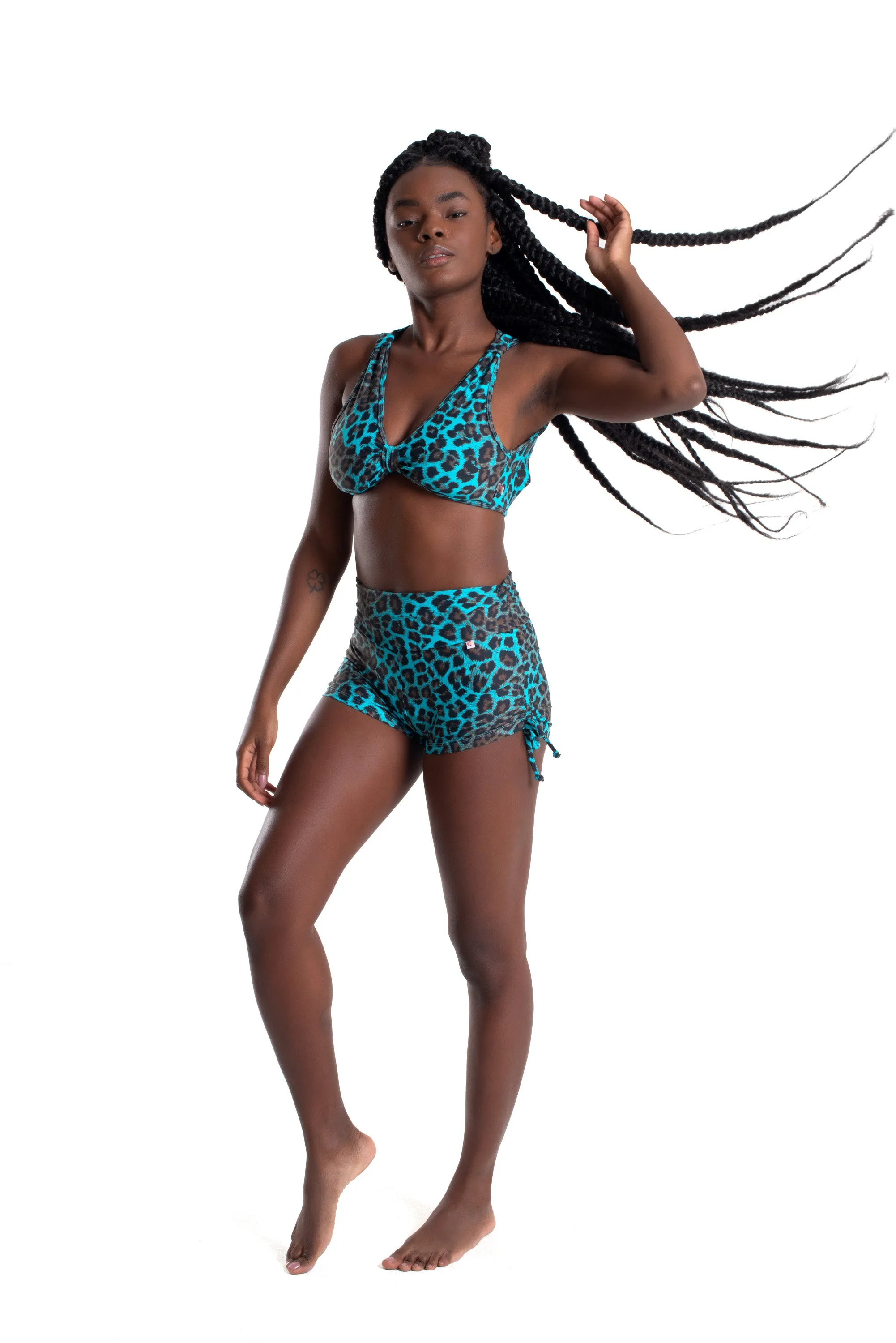 High Waist Side String Shorts, Ice Leopard, Cool Form Light