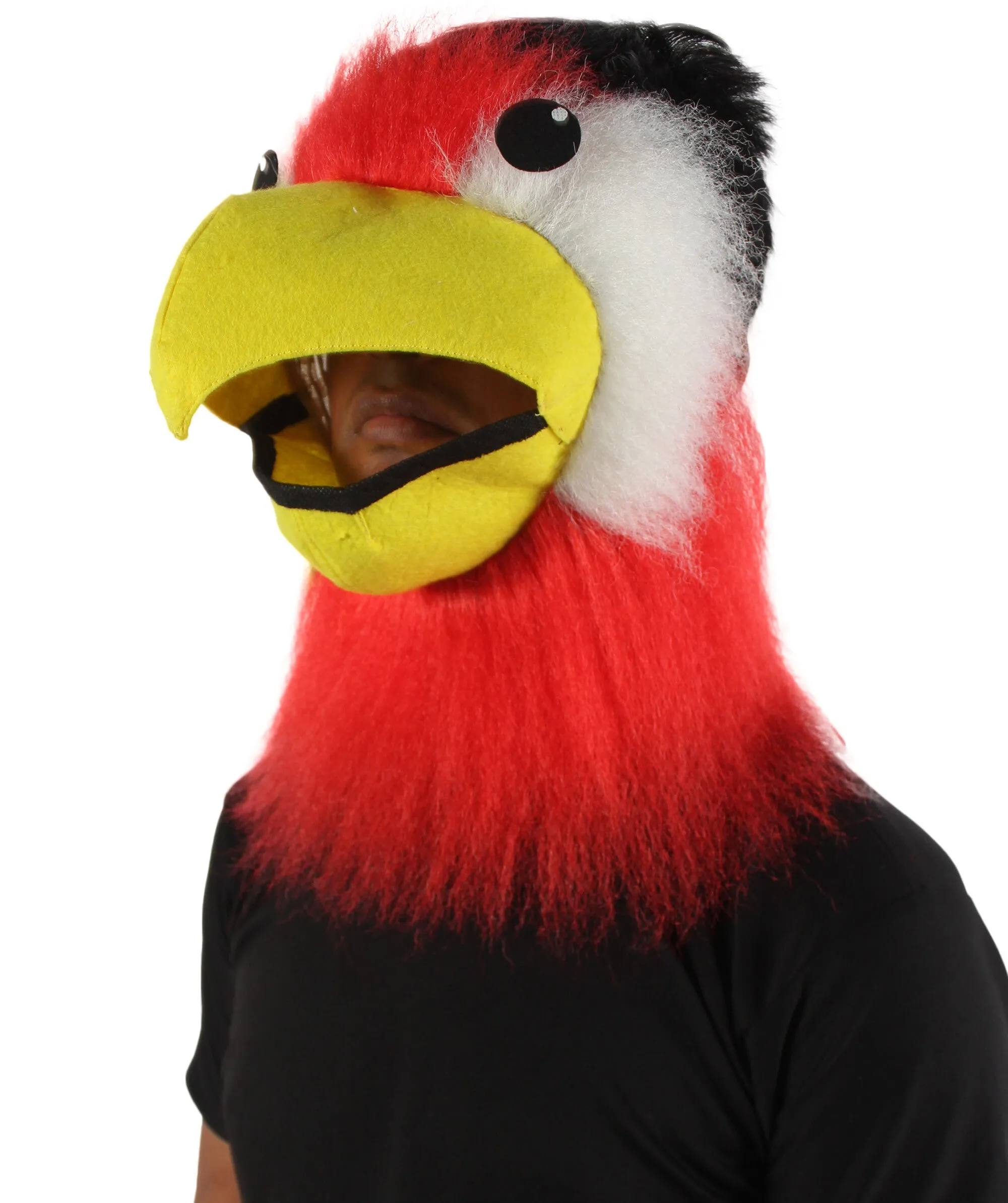 HPO Adult Unisex Furry Colorful Tucan Fur Mask| Best for Halloween and Cosplay| Flame-retardant Synthetic Fiber