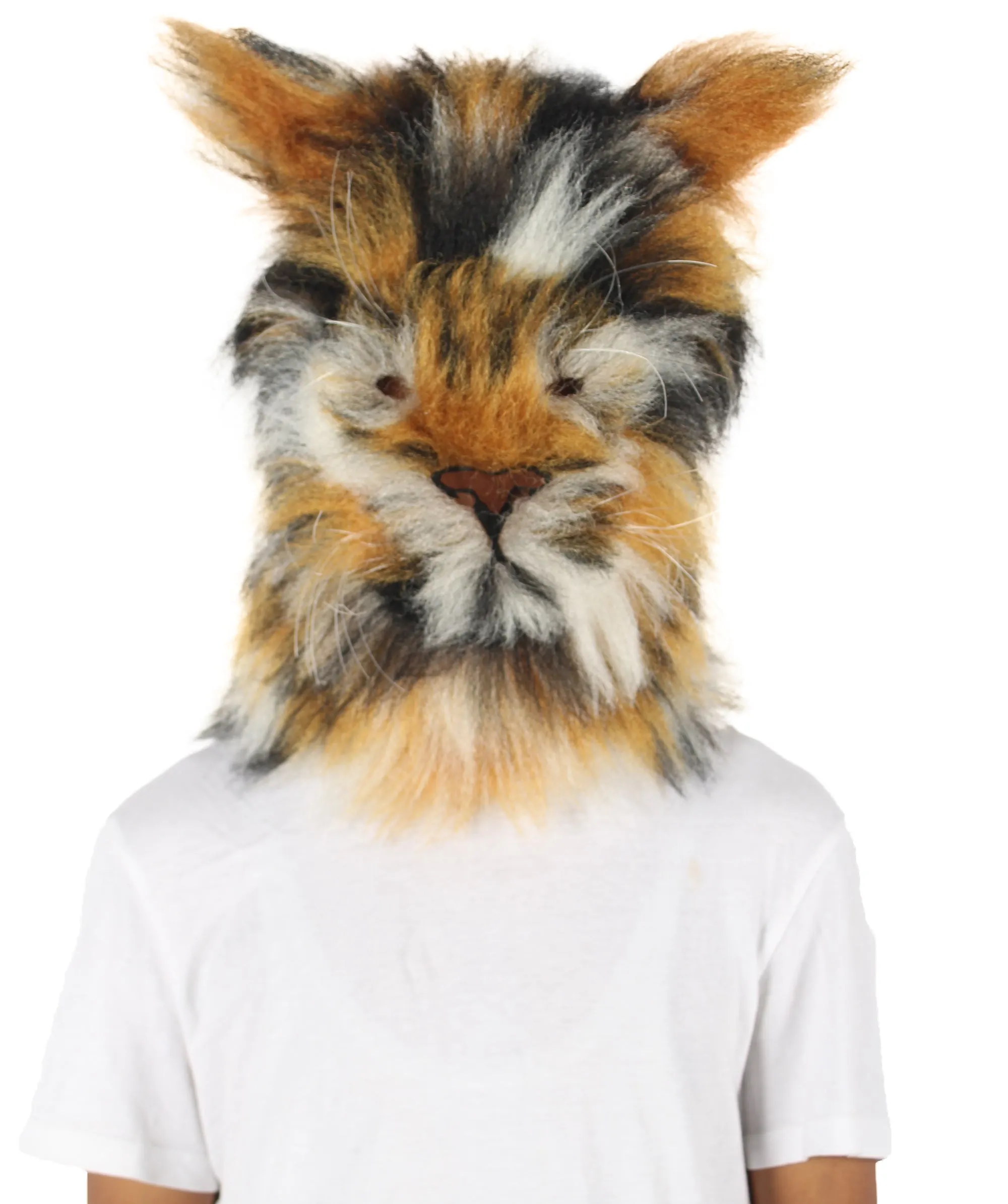 HPO Orange and Brown spotted Leopard | Wig with Mask  - Long Synthetic Fibers