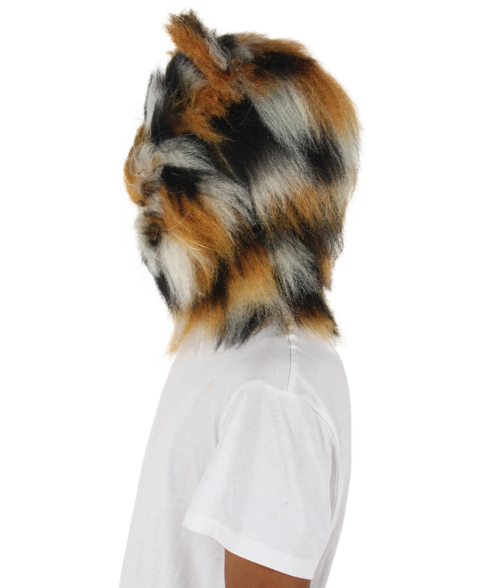 HPO Orange and Brown spotted Leopard | Wig with Mask  - Long Synthetic Fibers