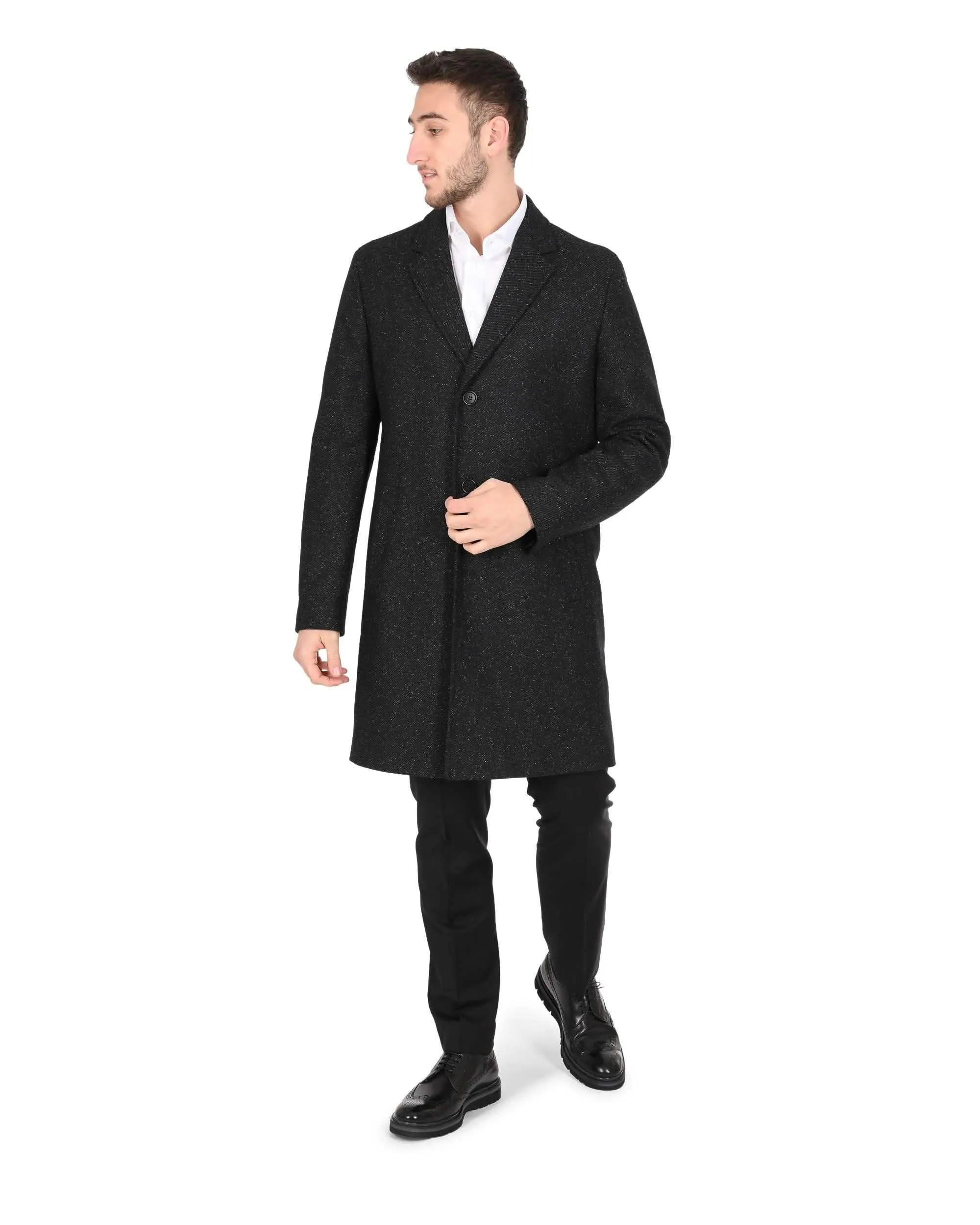 Hugo by Hugo Boss Men's Classic Black Wool Blend Overcoat 50488352 001