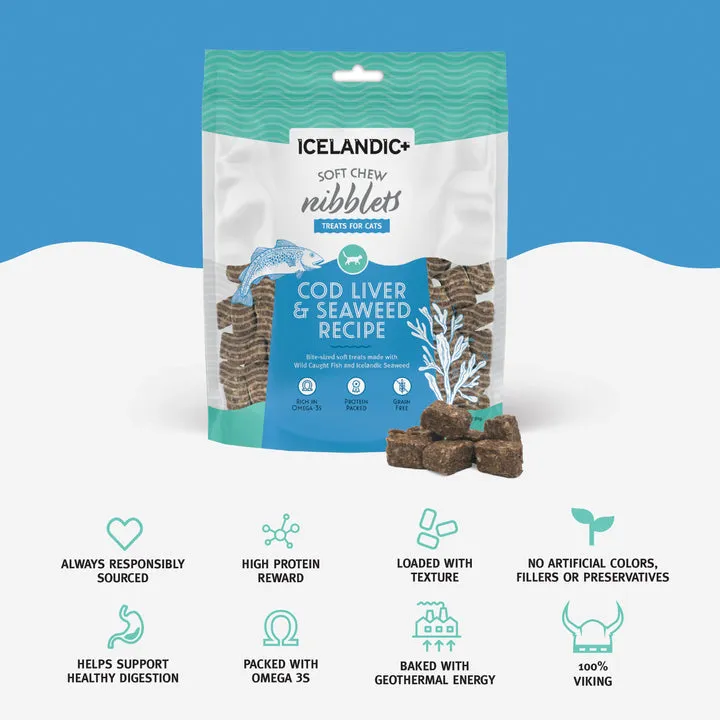 Icelandic ™ Soft Chew Nibblets Cod Liver & Seaweed Recipe Cat Treat