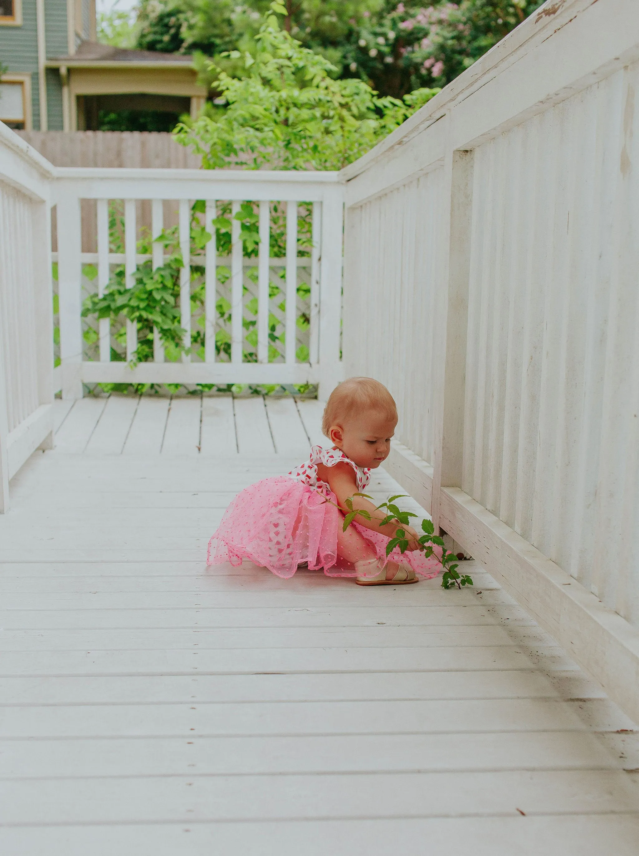 Infant Girl's Watermelon Print Cotton Bubble Romper with Tulle Skirt