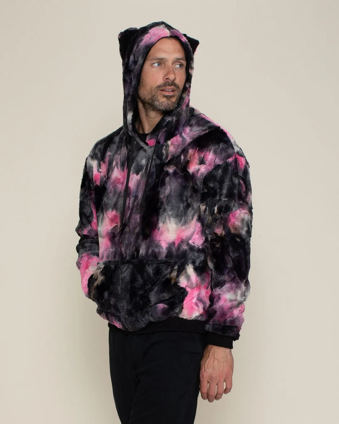 Ink Spotted Leopard Classic ULTRA SOFT Faux Fur Hoodie | Men's