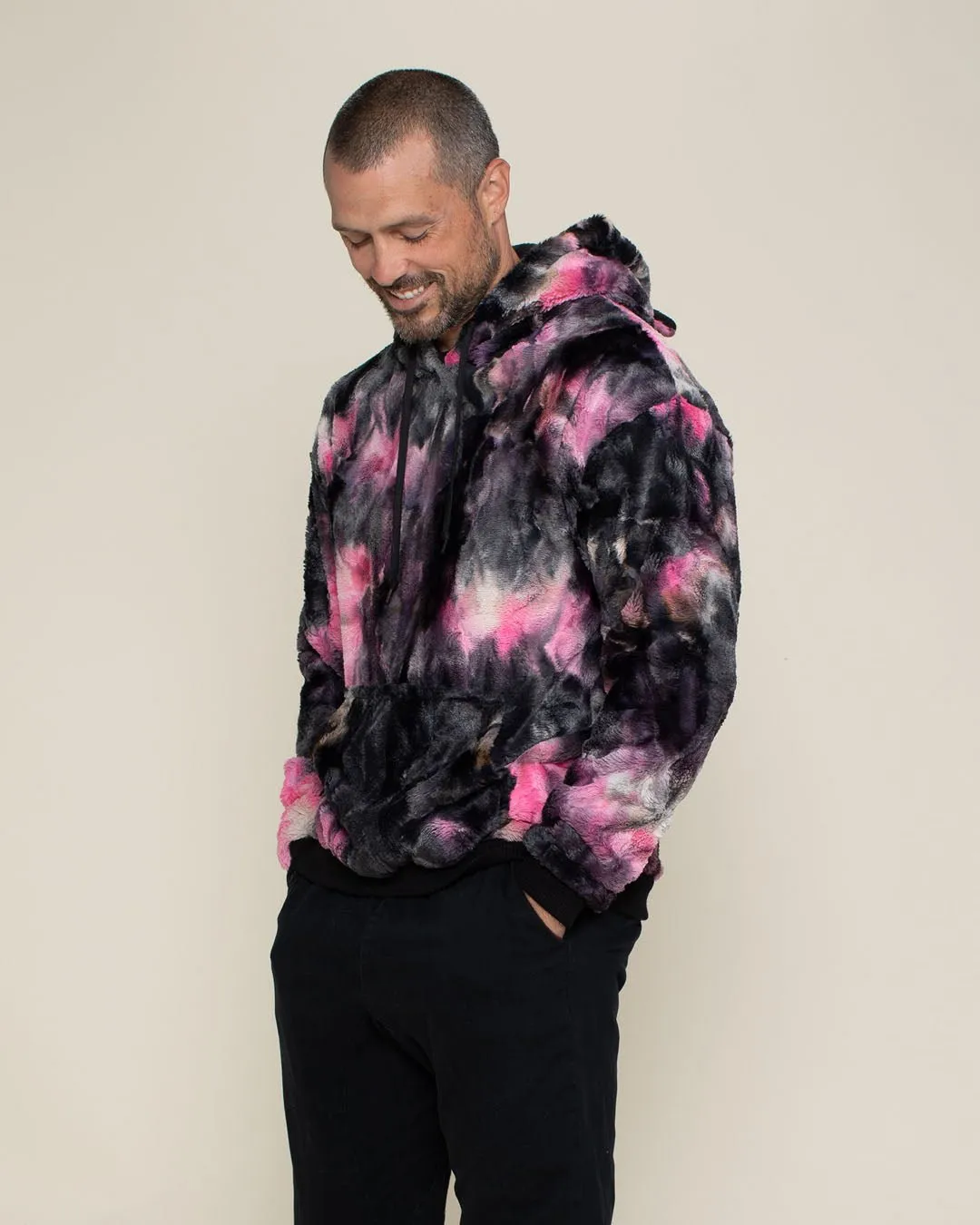 Ink Spotted Leopard Classic ULTRA SOFT Faux Fur Hoodie | Men's