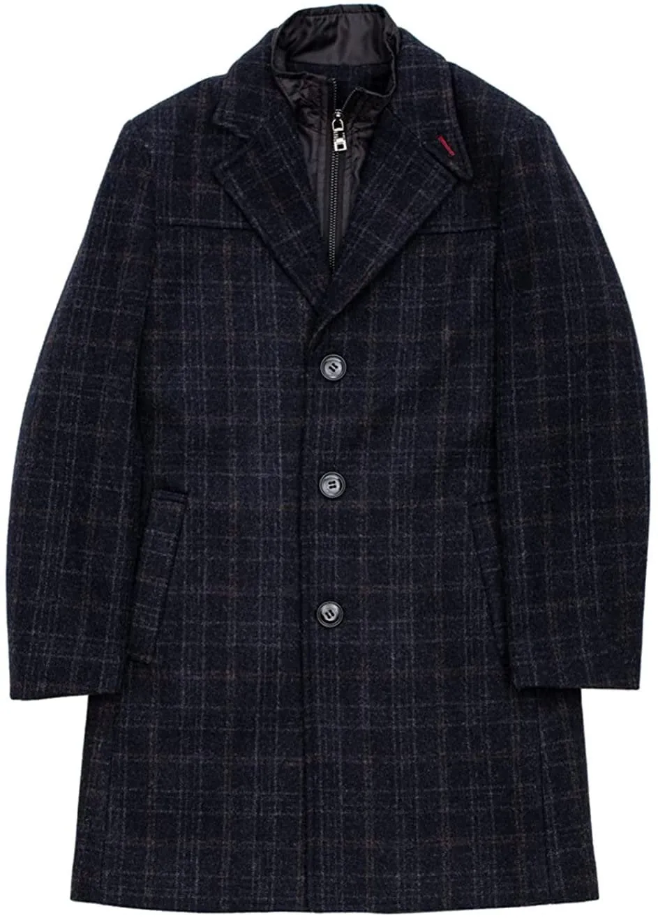 Isaac Mizrahi Boy's 2-20 Single Breasted Quilt Lined Wool-Blend Overcoat with Bib