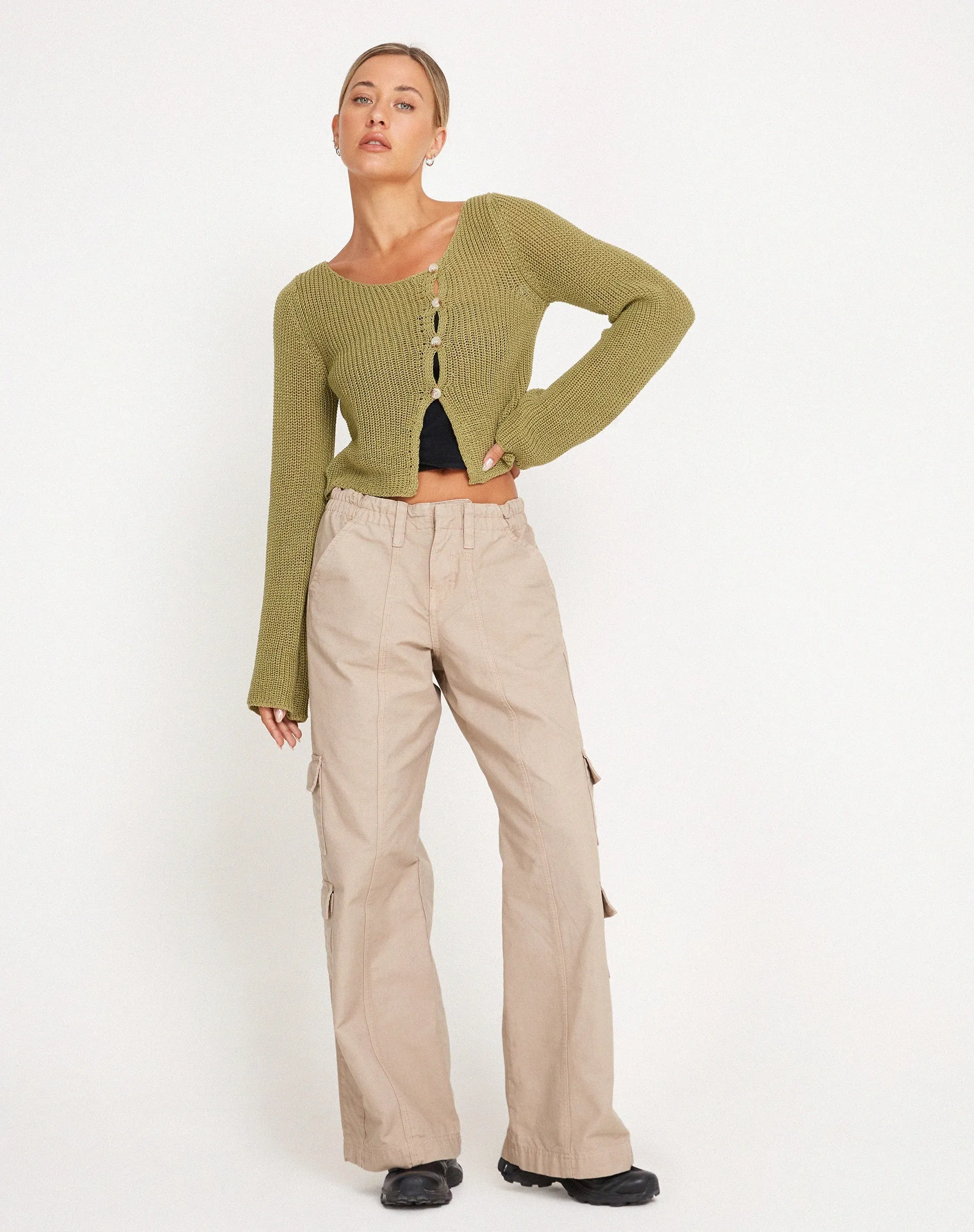 Kazayo Long sleeve Knit Top in Desert Sage