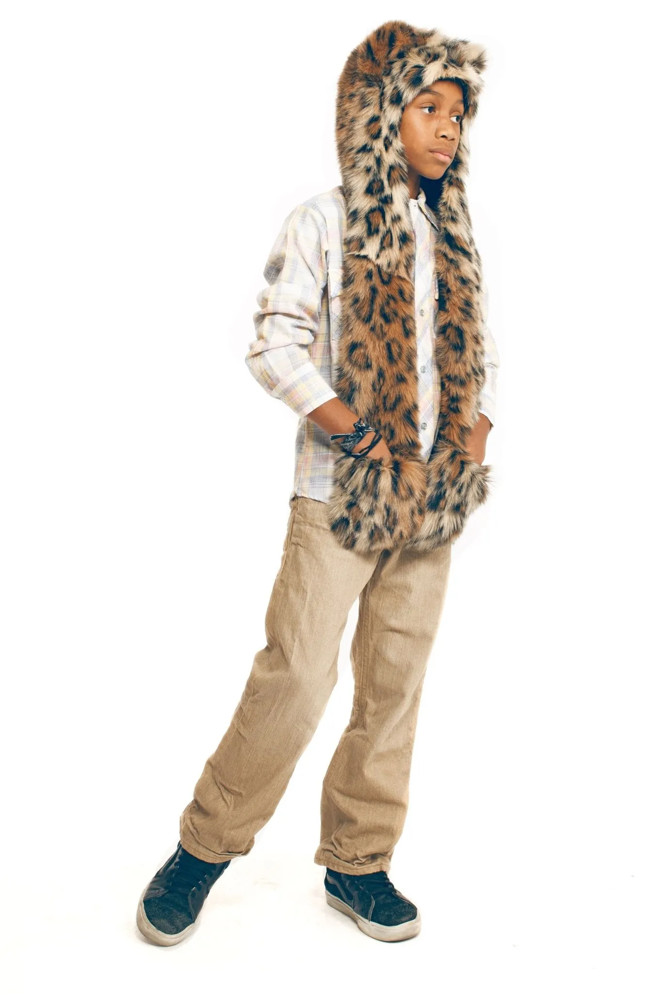 Kids Leopard Faux Fur SpiritHood