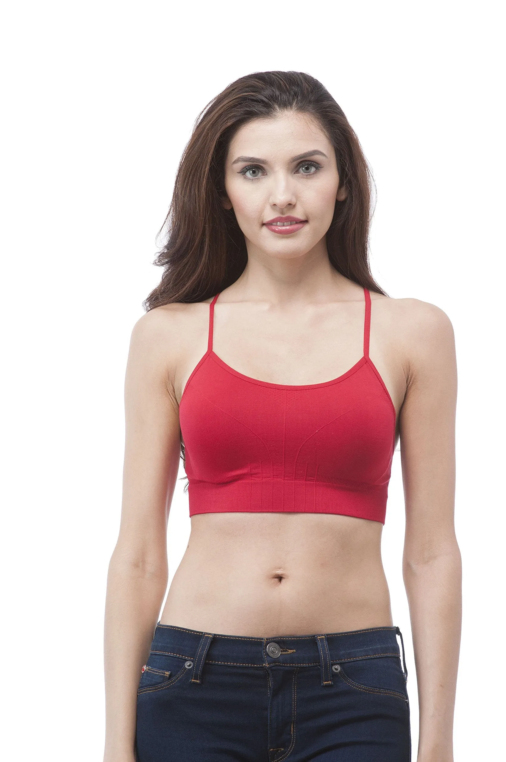 Ladies seamless one size cross over straps bra