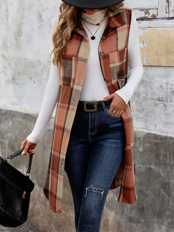 Layering Favorite Plaid Vest Shacket for Women