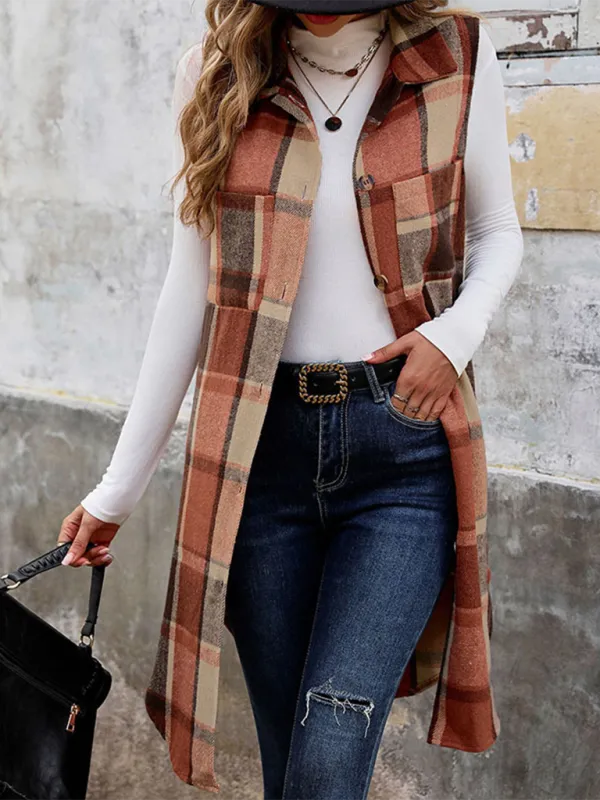 Layering Favorite Plaid Vest Shacket for Women