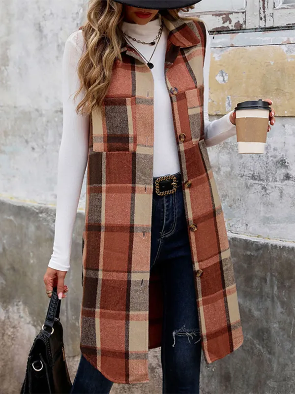 Layering Favorite Plaid Vest Shacket for Women