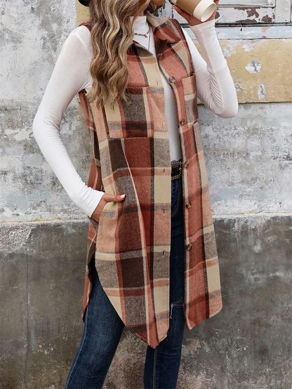 Layering Favorite Plaid Vest Shacket for Women