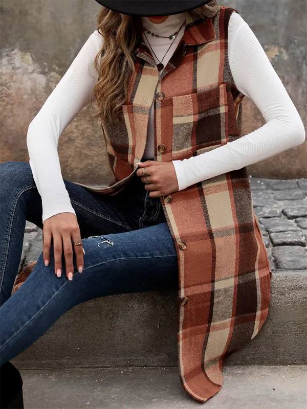 Layering Favorite Plaid Vest Shacket for Women