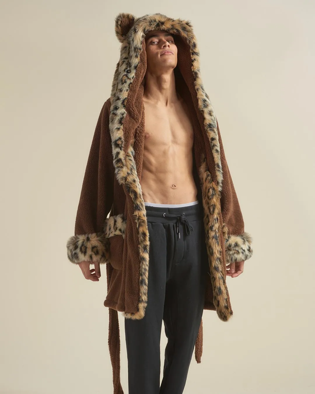 Leopard Classic Short Faux Fur Robe | Men's