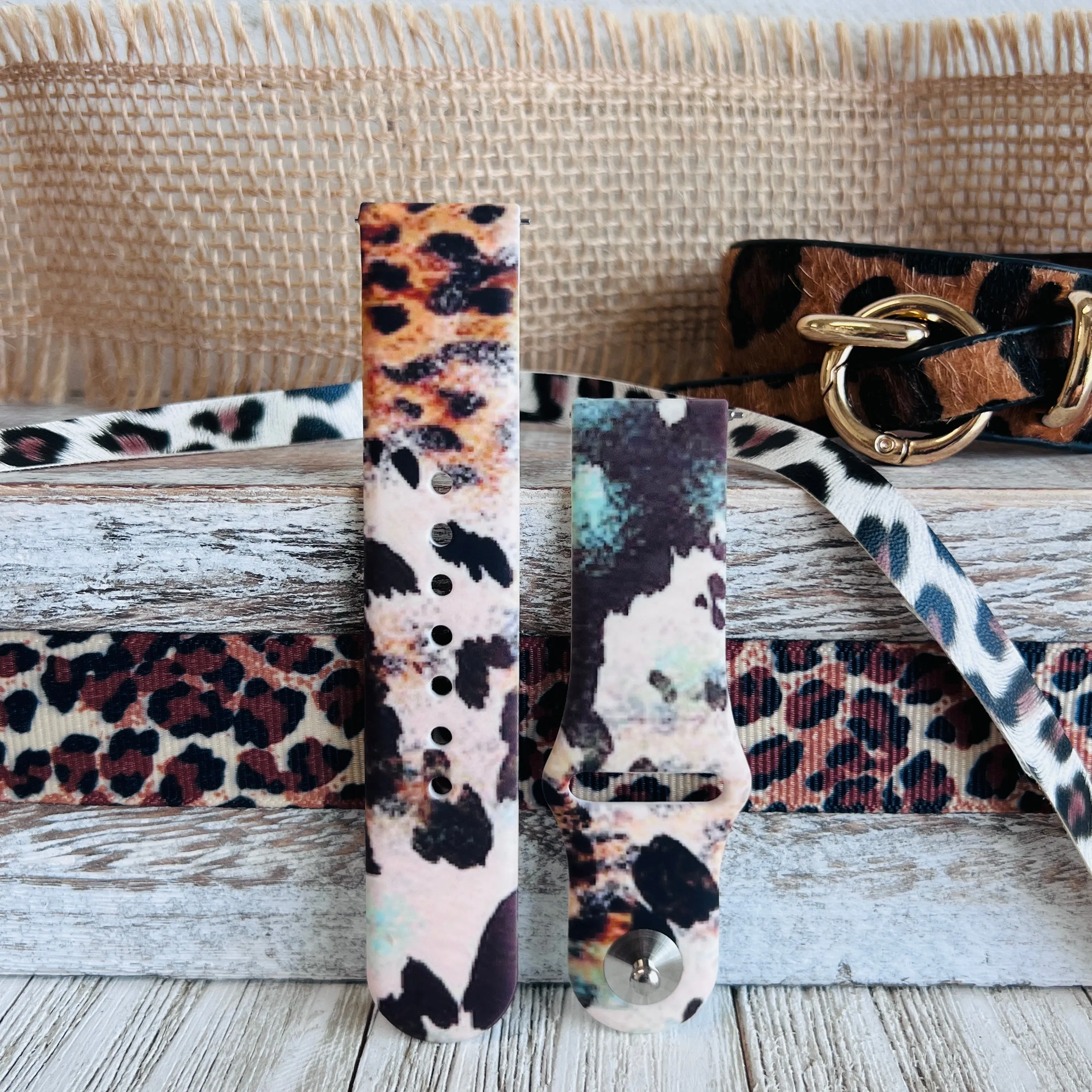 Leopard Cowhide Print Silicone Band For Samsung Watch