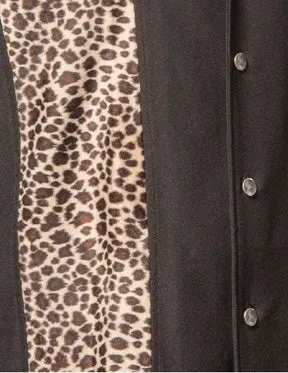 Leopard Panel Bowling Shirt in Black