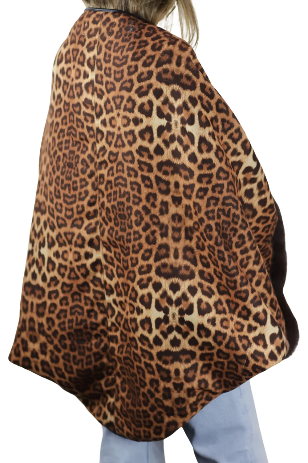 Leopard Print Bolero with Faux Trim Detail