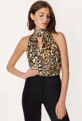 Leopard Print Emma Tie Neck Top