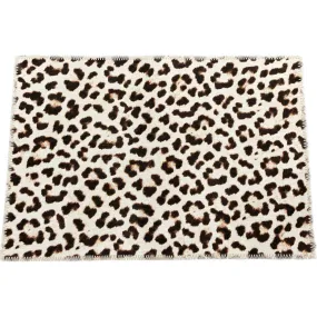 LEOPARD SKIN SNOW RECTANGLE CHENILLE RUG