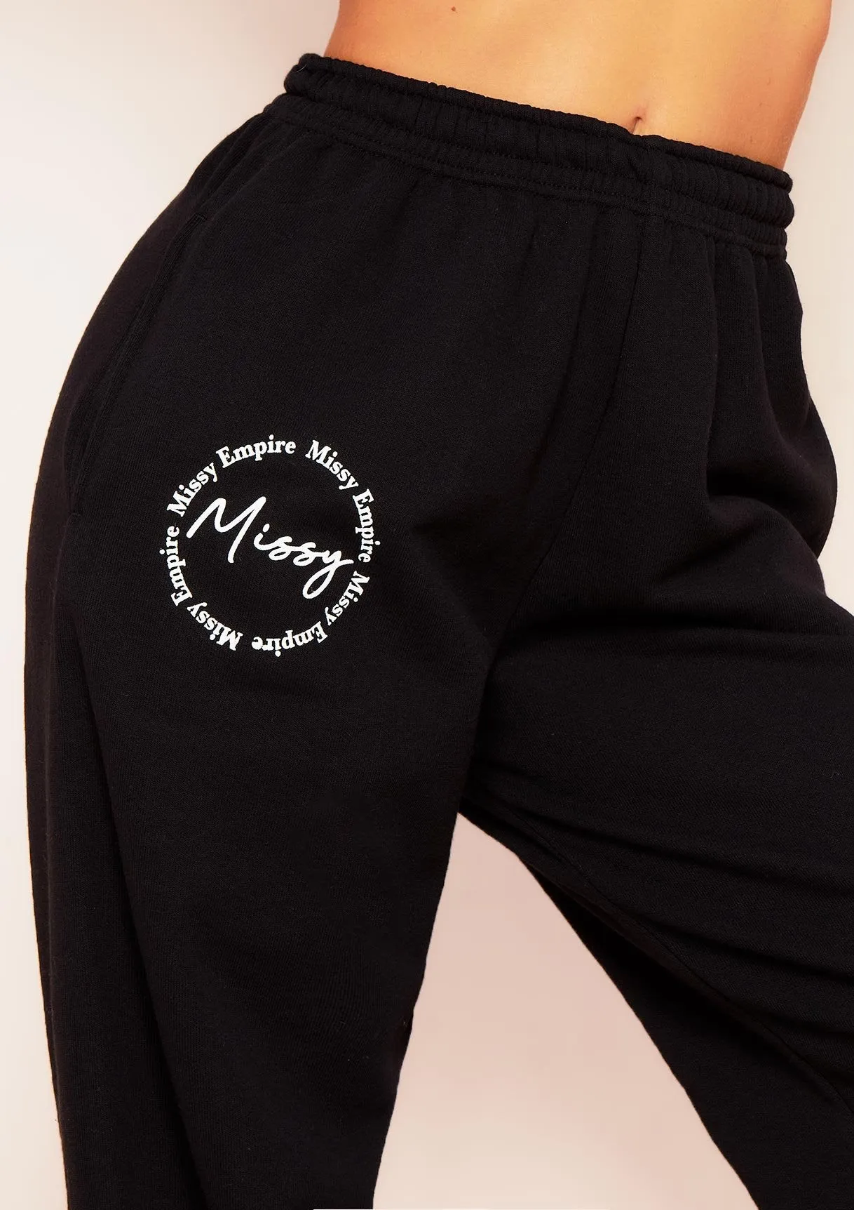 Liliana Black 'Missy' Slogan Casual Joggers