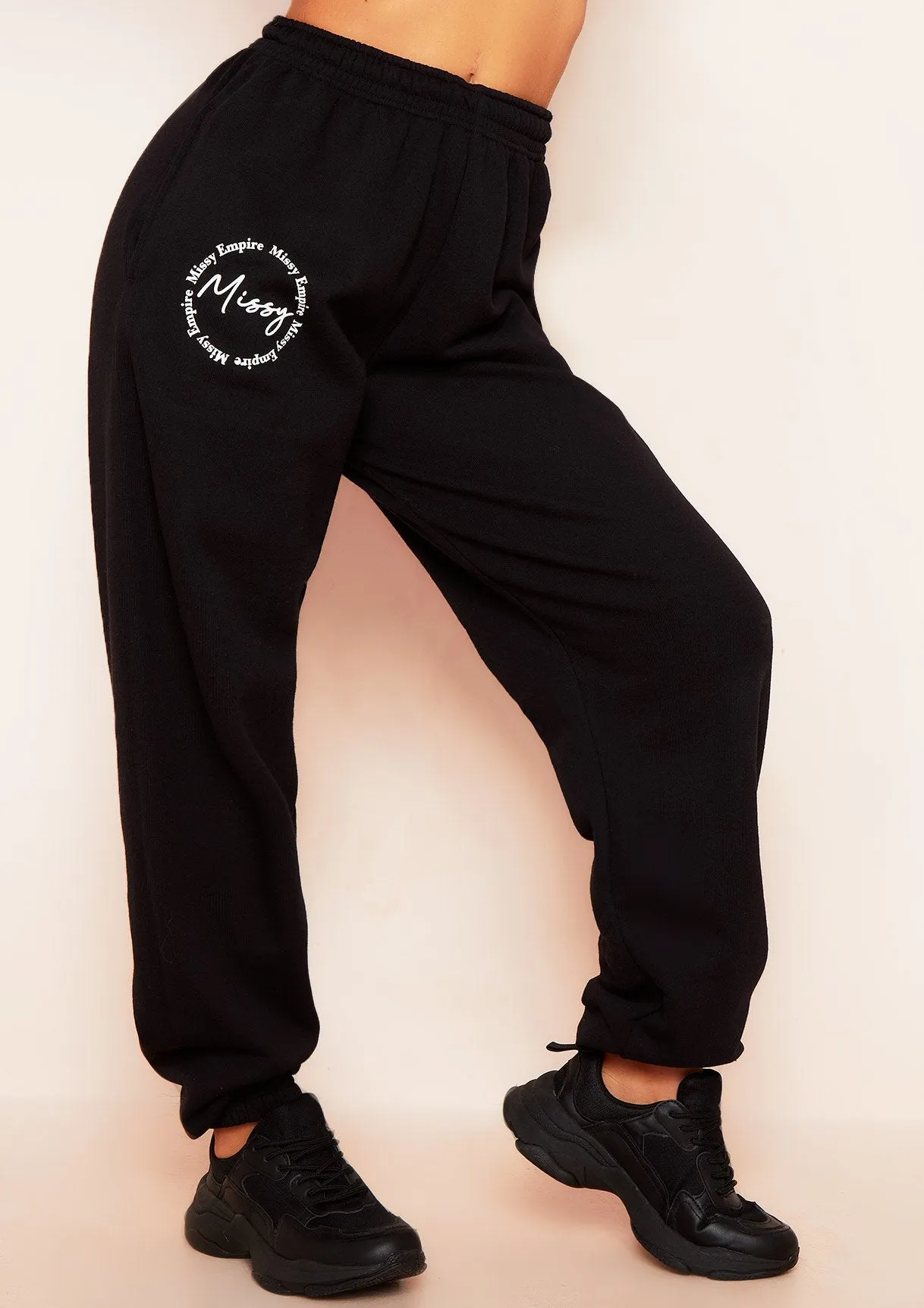 Liliana Black 'Missy' Slogan Casual Joggers