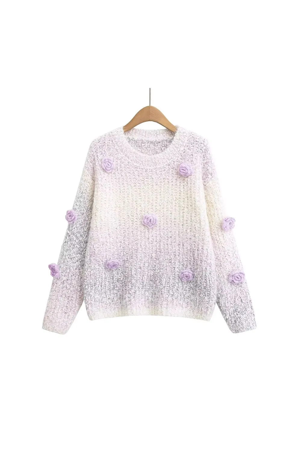 'Lily' Long - Sleeve Pullover Featuring 3D Flowers