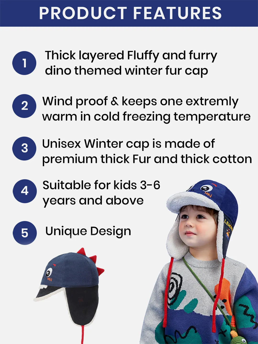 Little Surprise Box Ear Covering 3d winter Cap for Kids