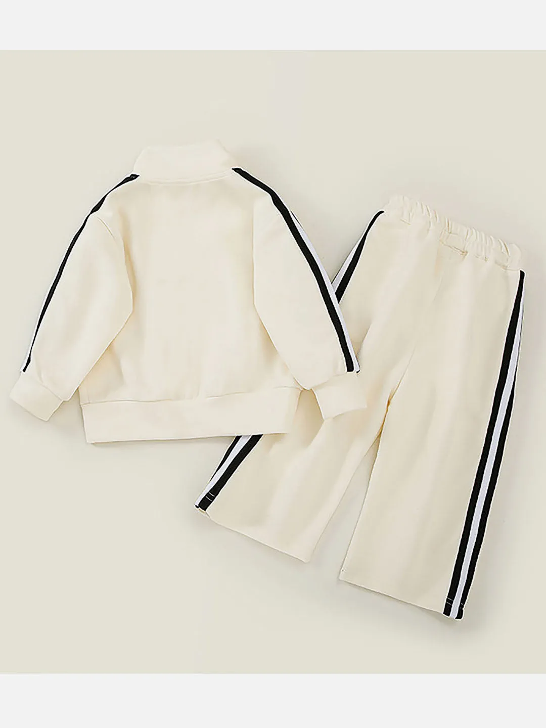 Little Surprise Box,Casual Cream & Black Big Heart 2Pcs Track Suit Set For Kids & Tweens