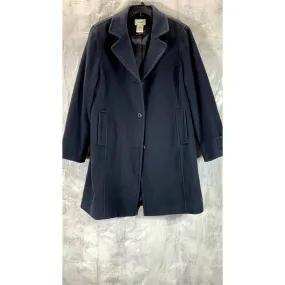 L.L.BEAN Women's Plus Size Navy Classic Three-Button Wool Polo Coat SZ 1X