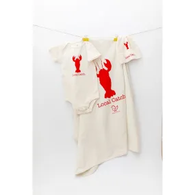 Lobster Local Catch Lobster Short Sleeve Romper, Hat & Blanket Gift Set