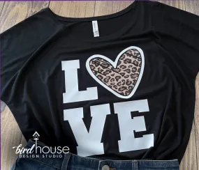 LOVE with Animal Print Heart Shirt, Leopard or Zebra Print, Or any color