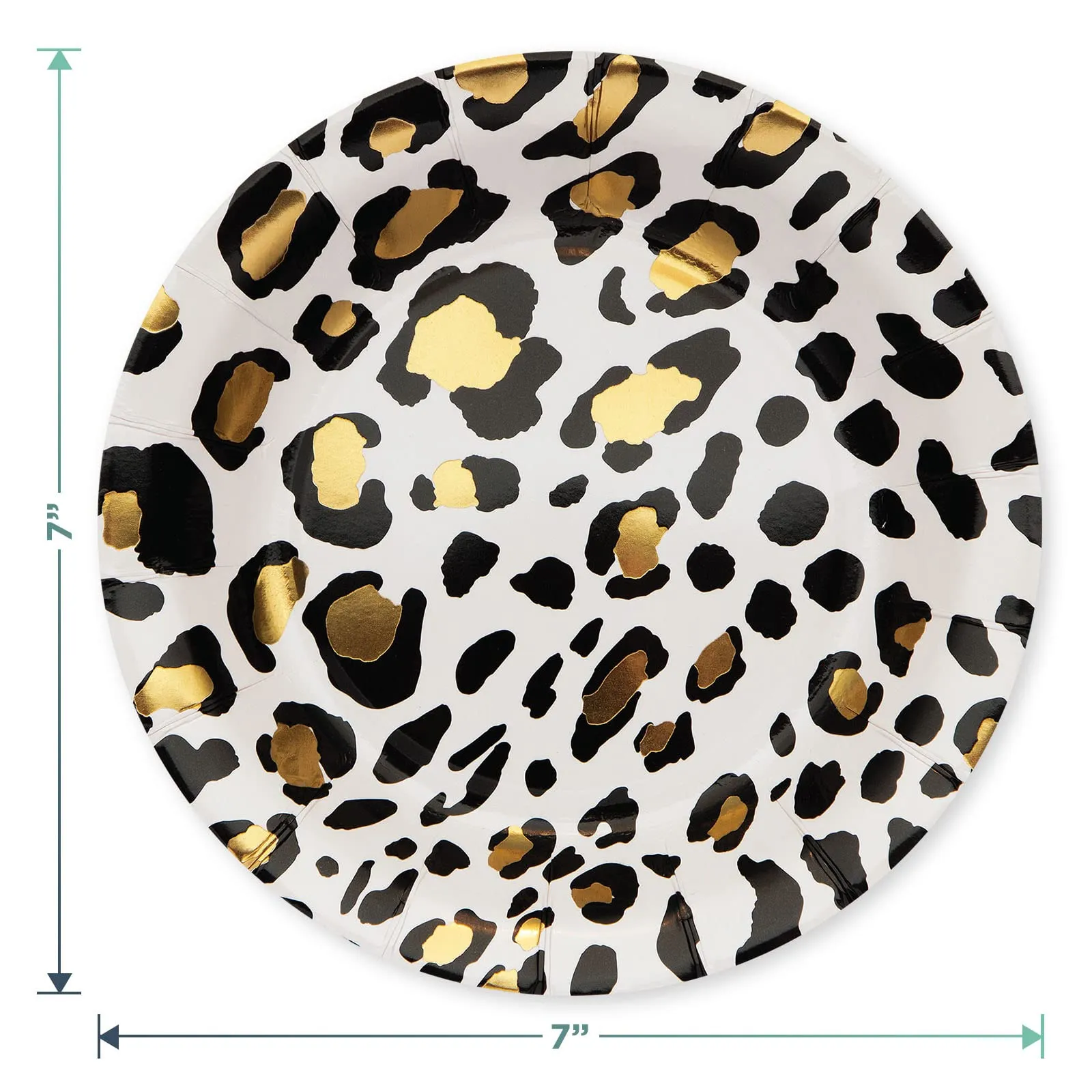 Luxe Leopard Dessert Party Paper Dessert Plates, Napkins, Cups, and Pearlized Mini Balloons (Serves 16)