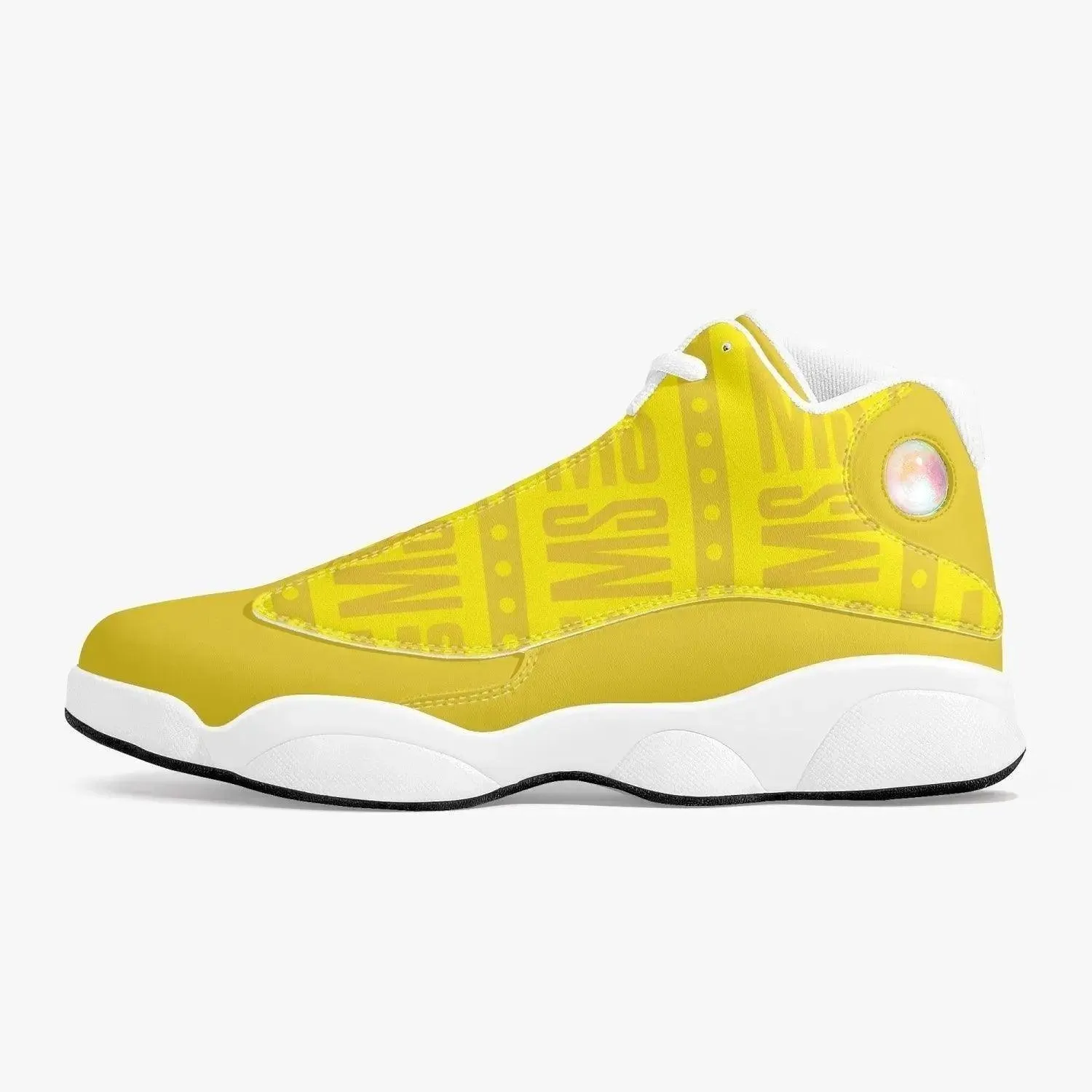 Men High-Top Leather Yellow Basketball Sneakers