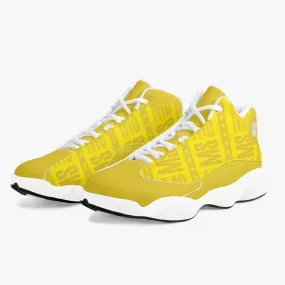 Men High-Top Leather Yellow Basketball Sneakers