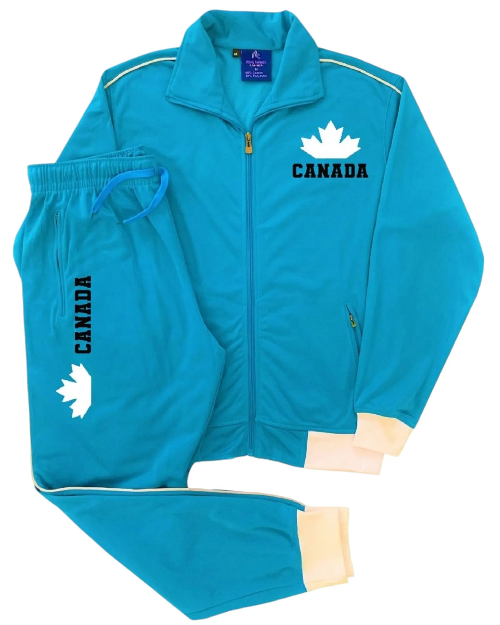 Men's Canada Print Designer Heritage Tracksuit With Track Jacket & Jogger Track Pants