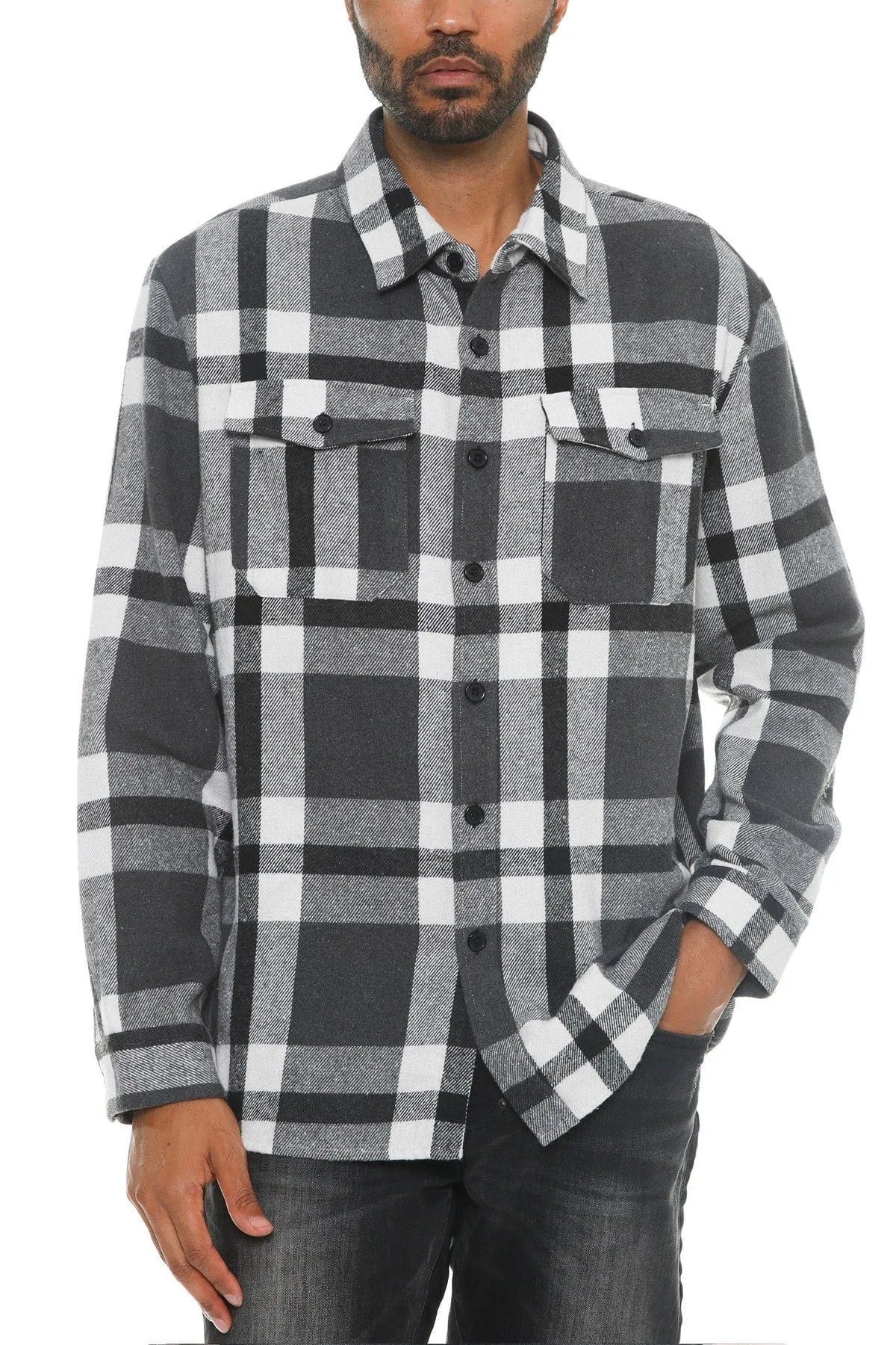 Men's Checkered Soft Flannel Shacket in Grey/Black: A Fusion of Comfort and Class