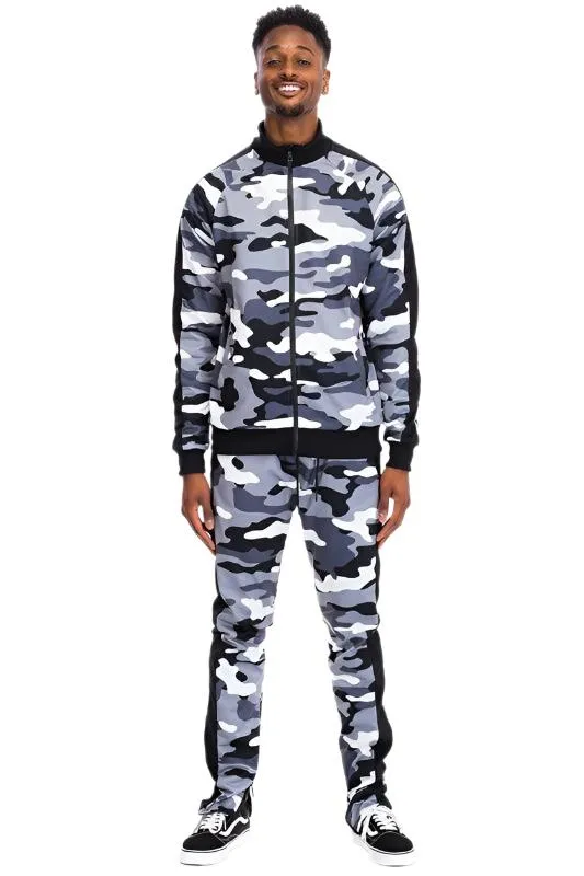 Mens Full Camo Stripe Jacket And Pant Set