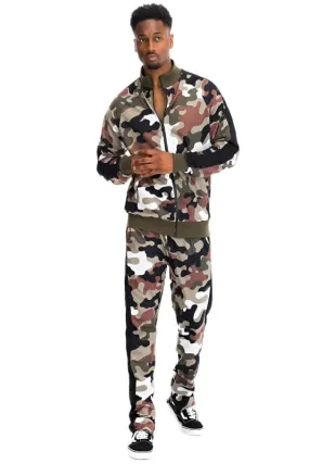 Mens Full Camo Stripe Jacket And Pant Set