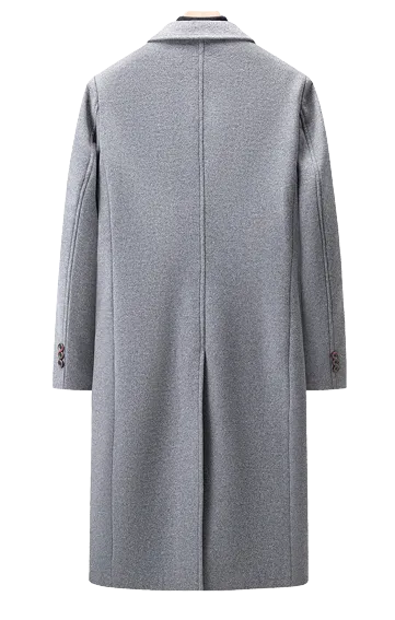 Mens Travis Front Button Wool Double Breasted Long Coat