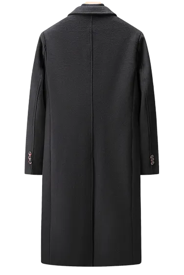 Mens Travis Front Button Wool Double Breasted Long Coat