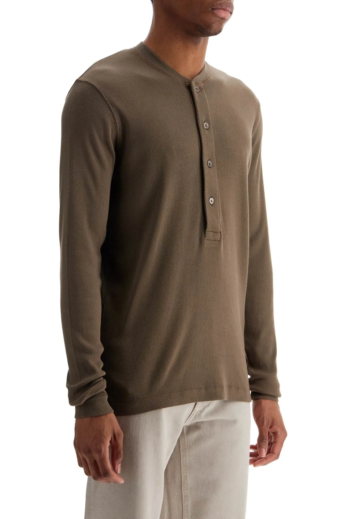 Modal-Cotton Henley T-Shirt