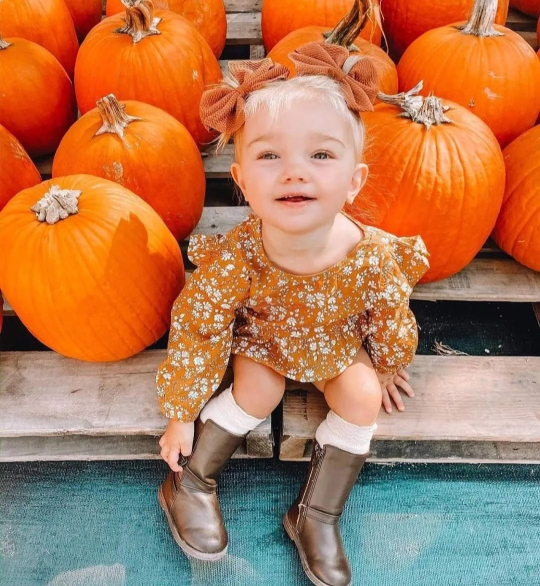 Mustard Floral Balloon Romper #100037