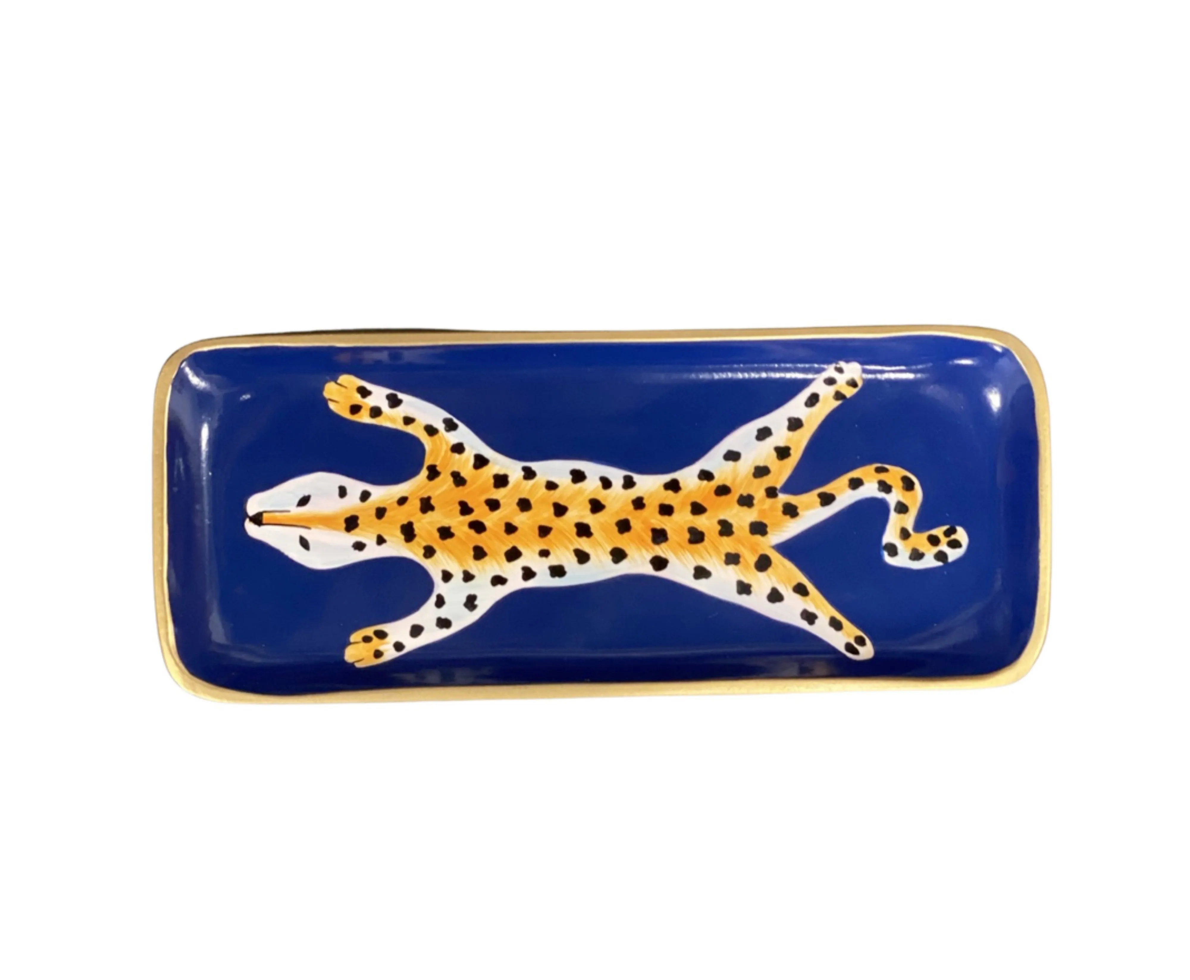 Navy Leopard Tray, Small