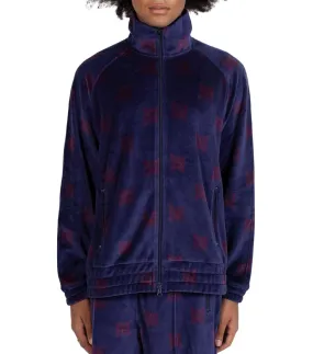 Needles Papillon Velour Track Jacket Navy Bordeaux