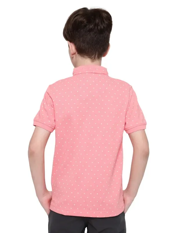 Octave Boy Henley Neck Micro Ditsy Printed T-Shirt