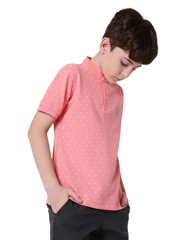 Octave Boy Henley Neck Micro Ditsy Printed T-Shirt