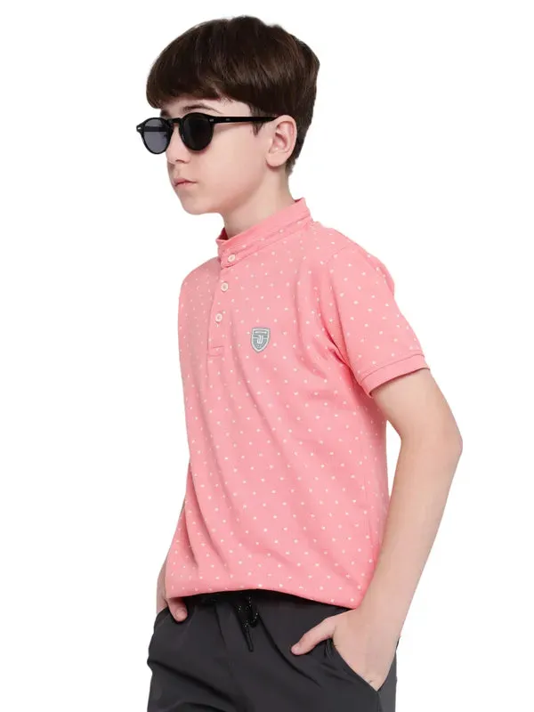 Octave Boy Henley Neck Micro Ditsy Printed T-Shirt