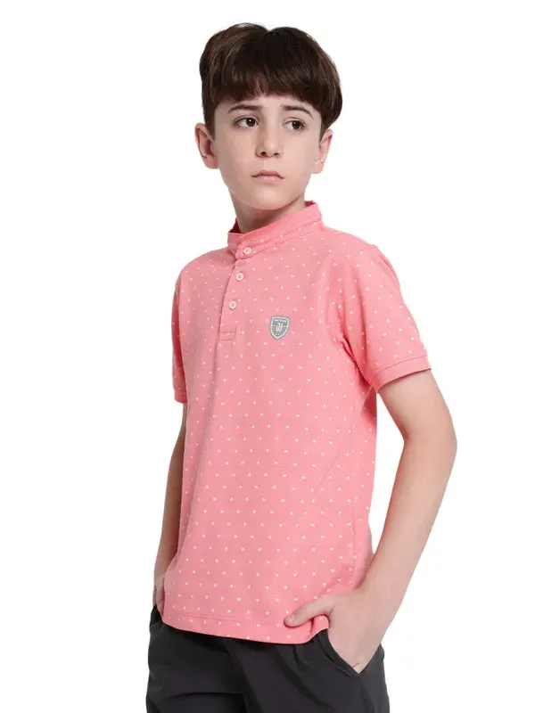 Octave Boy Henley Neck Micro Ditsy Printed T-Shirt